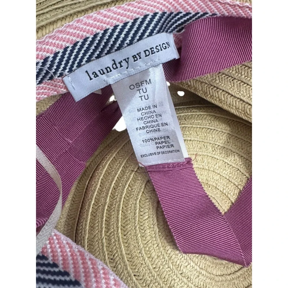 Laundry by Design floppy Straw Sun Hat Ribbon Frayed Wide Brim resort garden